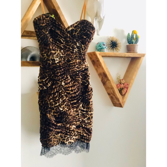 BCBGMaxAzria Dresses & Skirts - BCBG Strapless Leopard Print Dress